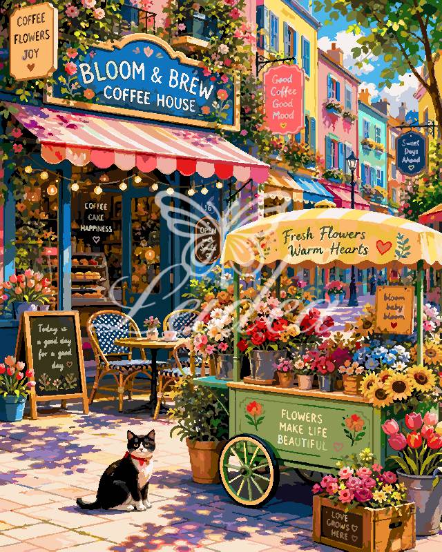 Kitty Coffee Stand Paint By Numbers