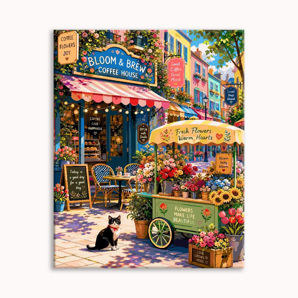 Kitty Coffee Stand Paint By Numbers