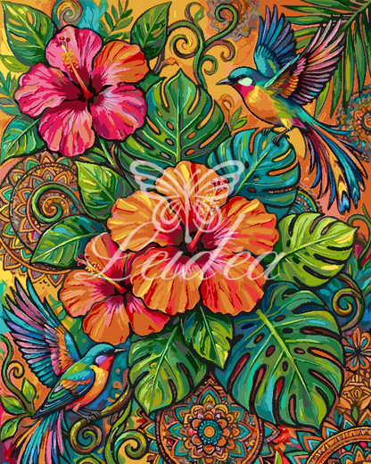 Large Hibiscus Flower Folk Art