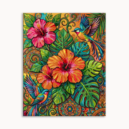 Large Hibiscus Flower Folk Art