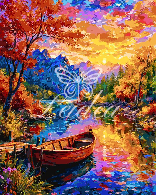 Lonely Boat River Paint By Numbers
