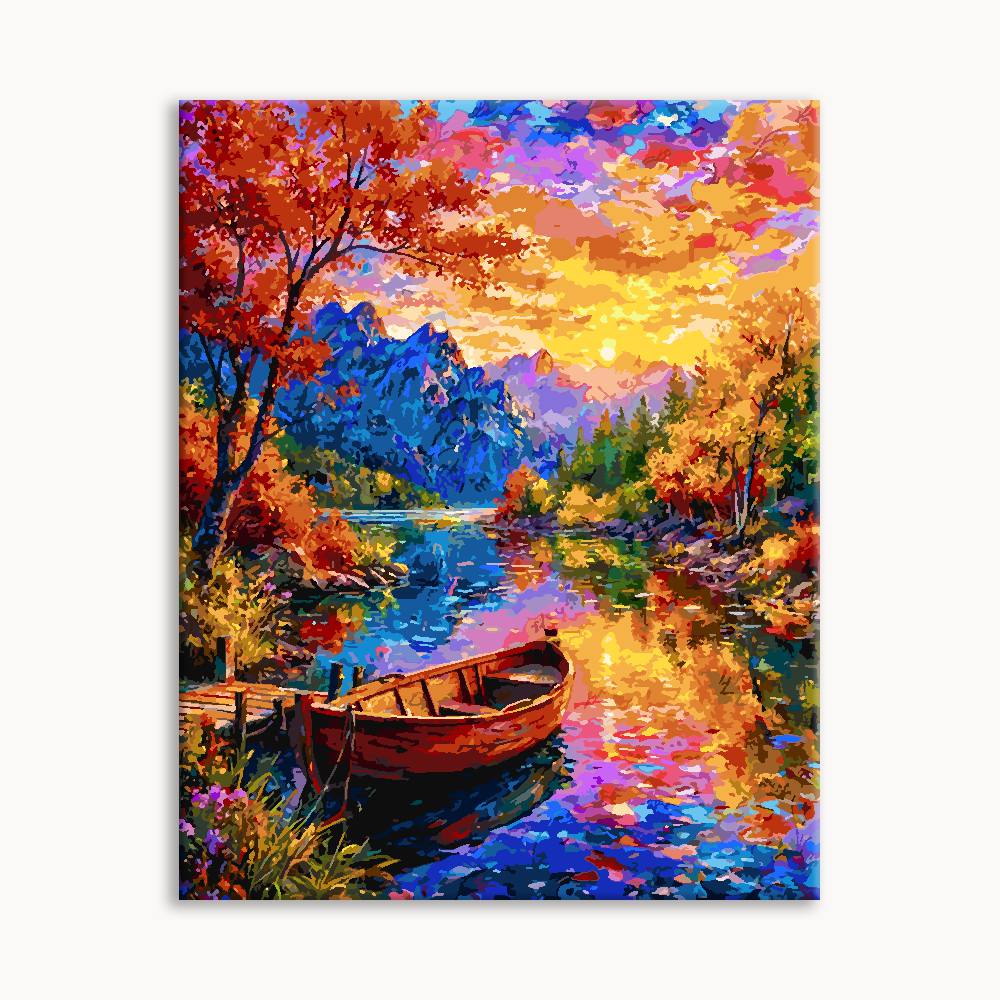 Lonely Boat River Paint By Numbers