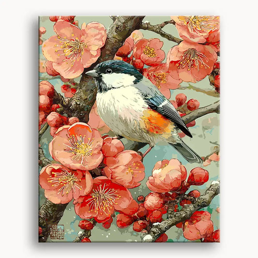 Magpies on Plum Trees