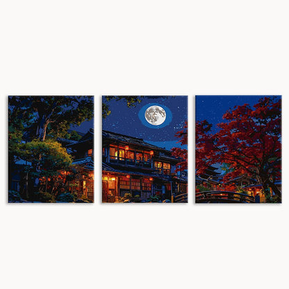Moonlit Maple Town (Set of 3 PCS) Paint By Numbers
