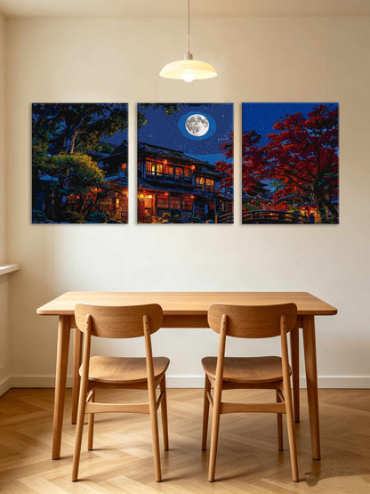 Moonlit Maple Town (Set of 3 PCS) Paint By Numbers