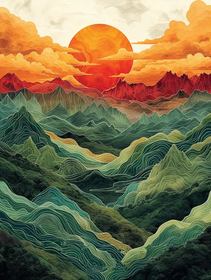 Mountain in painting