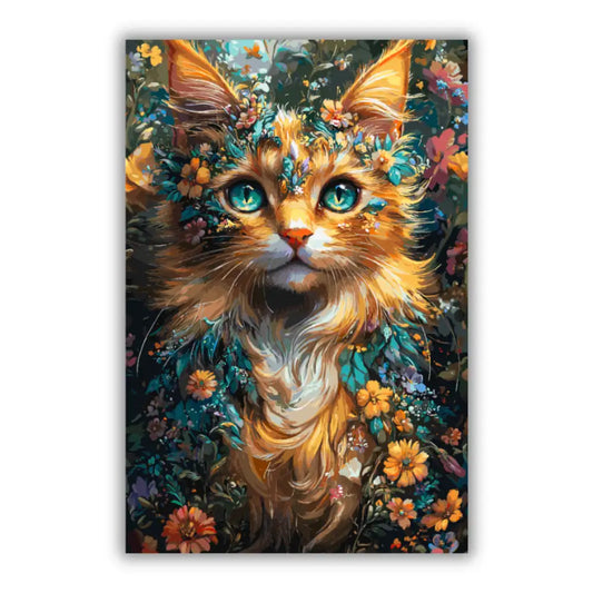 Orange cat and flowers