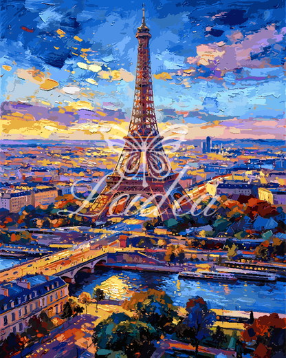 Paris River Sunset 3 Paint By Numbers