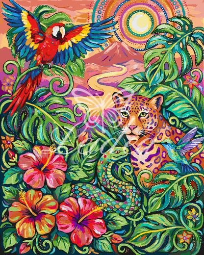 Parrot Flowers and Leopards 1