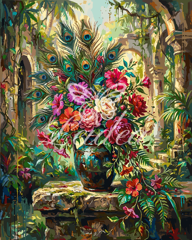 Peacock & Petals Canvas