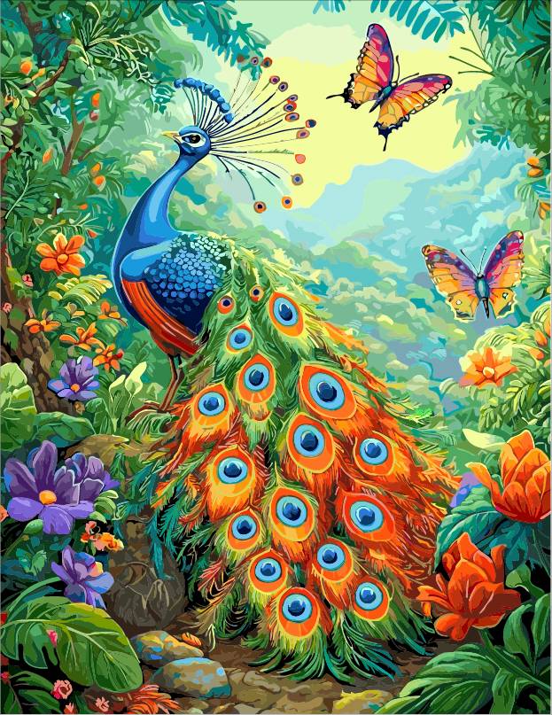Peacock and Sunset