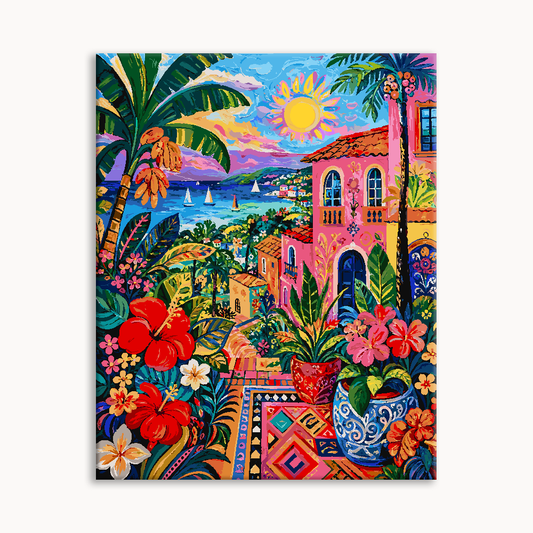Pink Hacienda Tropical Sunset