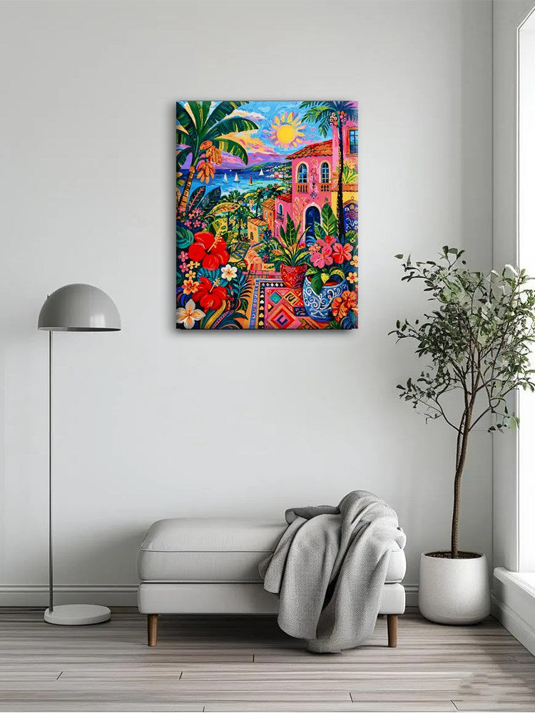 Pink Hacienda Tropical Sunset