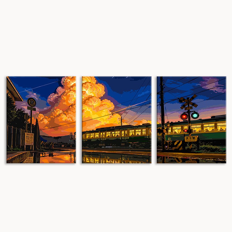 Railway Sunset (Set of 3 PCS) Paint By Numbers