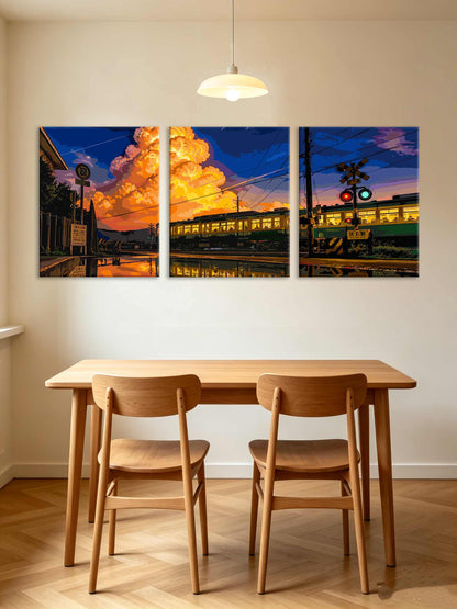 Railway Sunset (Set of 3 PCS) Paint By Numbers