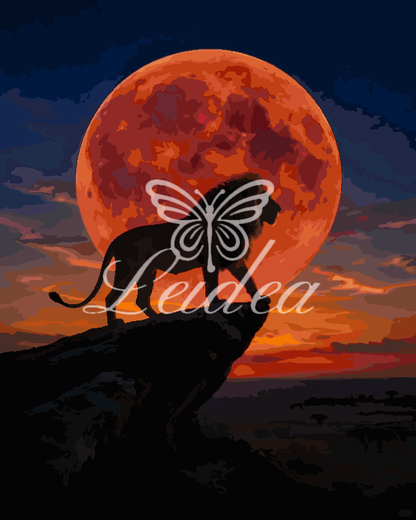 Red Moon Lion Paint By Numbers