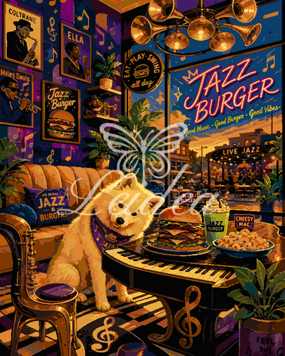 Retro Diner Dog Paint By Numbers