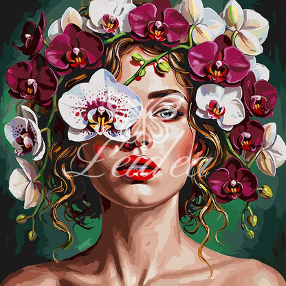 Rose & Orchid Impasto Portrait Paint By Numbers