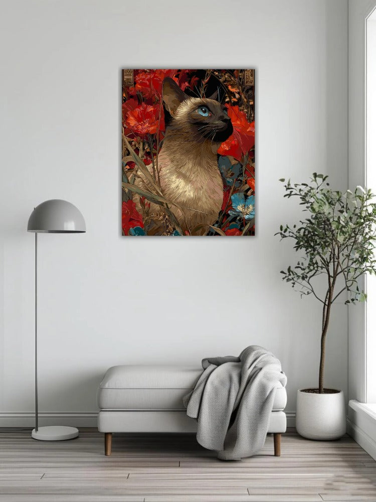 Siamese cats and a sea of flowers 1