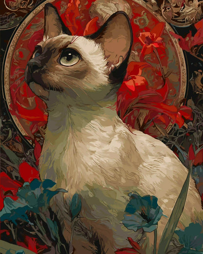 Siamese cats and a sea of flowers 3