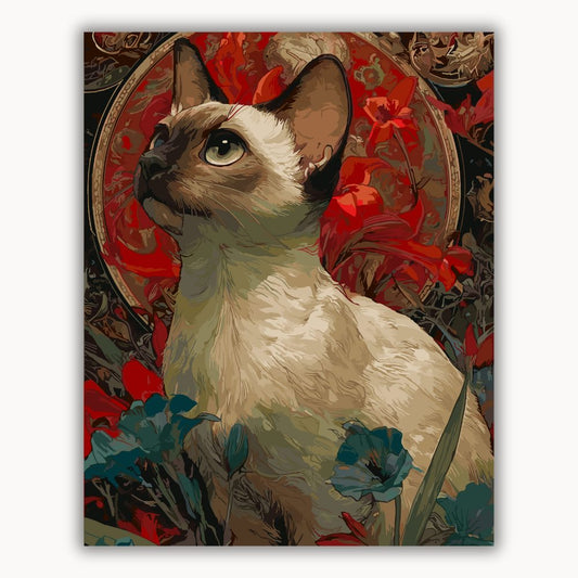 Siamese cats and a sea of flowers 3