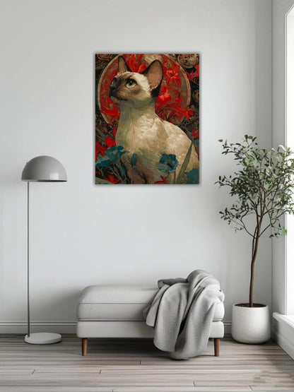 Siamese cats and a sea of flowers 3