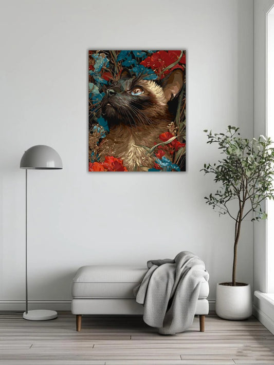 Siamese cats and a sea of flowers 4