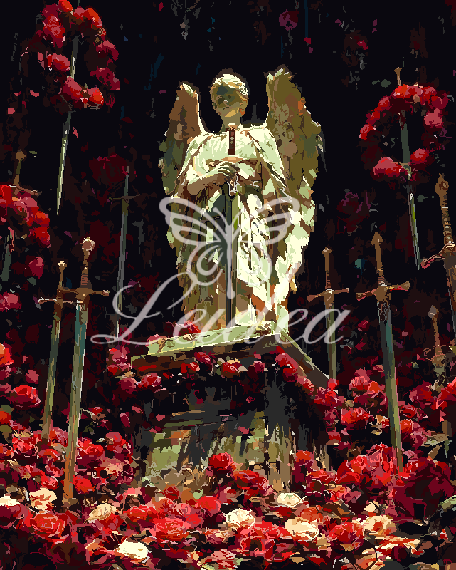 Stone Angel Among Roses