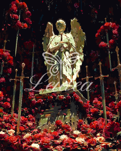 Stone Angel Among Roses