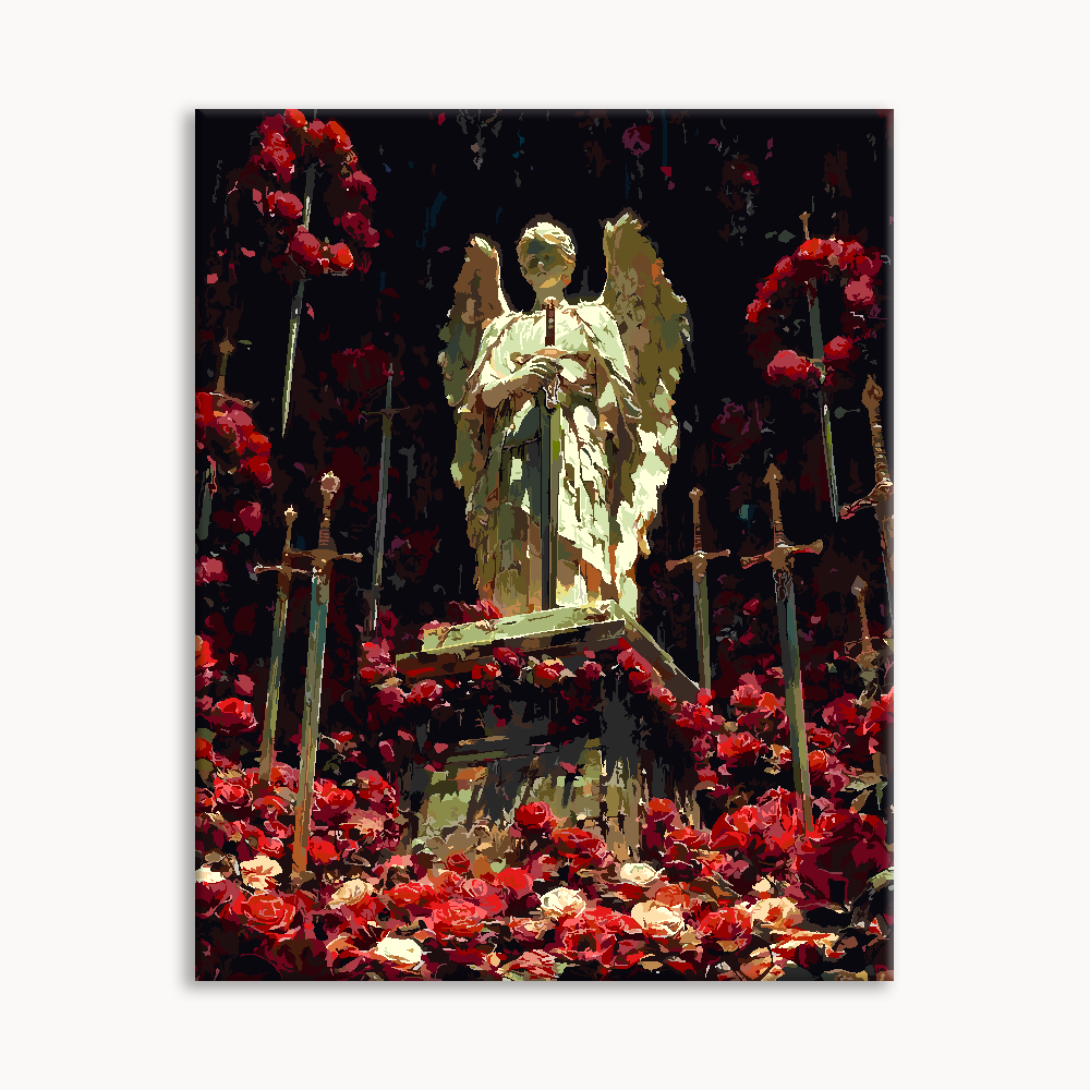 Stone Angel Among Roses