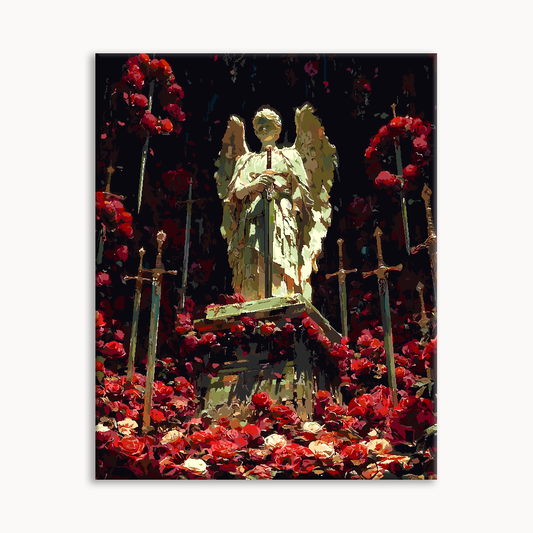 Stone Angel Among Roses