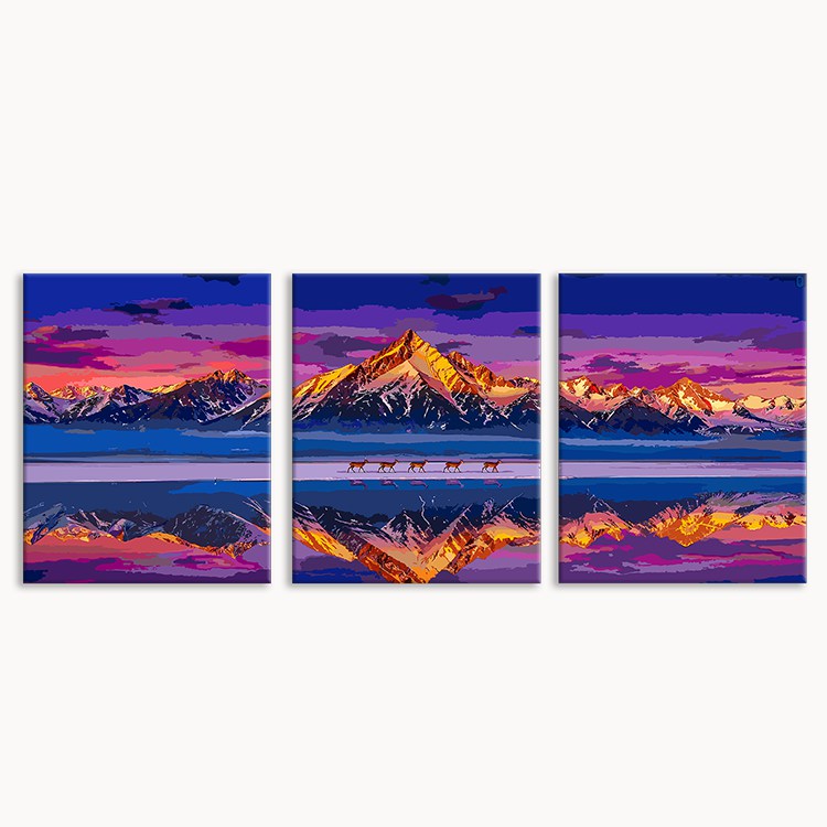 Sunset Snow Mountain (Set of 3 PCS) Paint By Numbers