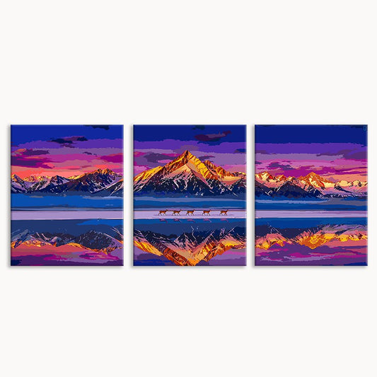 Sunset Snow Mountain (Set of 3 PCS) Paint By Numbers