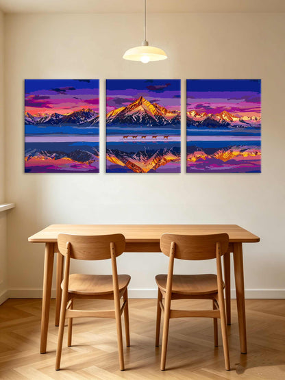 Sunset Snow Mountain (Set of 3 PCS) Paint By Numbers
