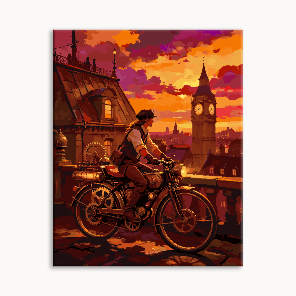 Sunset City Cyclist Paint By Numbers
