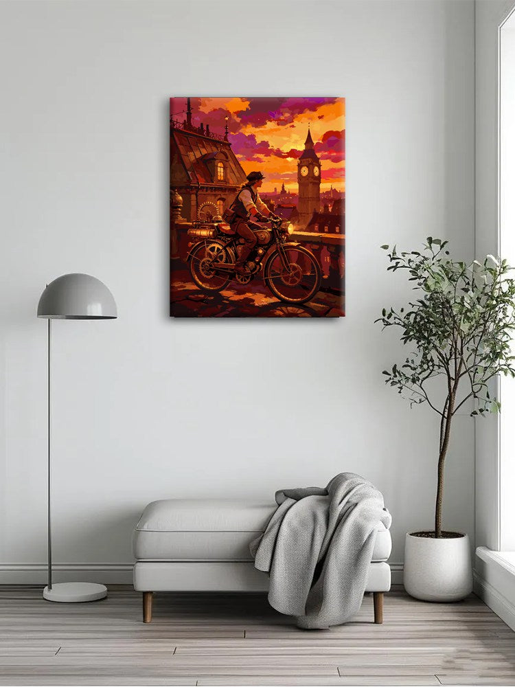 Sunset City Cyclist Paint By Numbers
