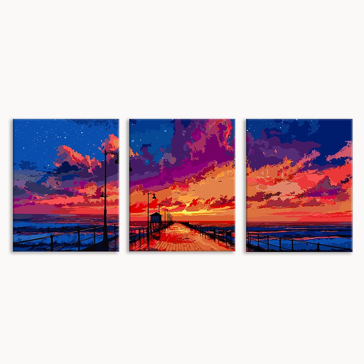 Sunset Pier View (Set of 3 PCS) Paint By Numbers