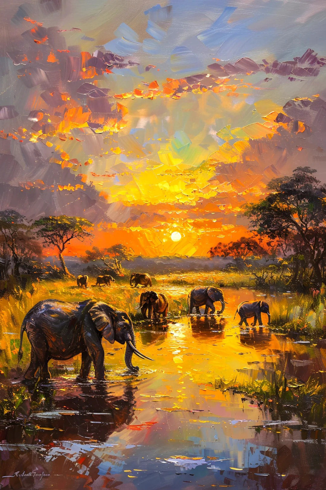 Sunset elephant 2