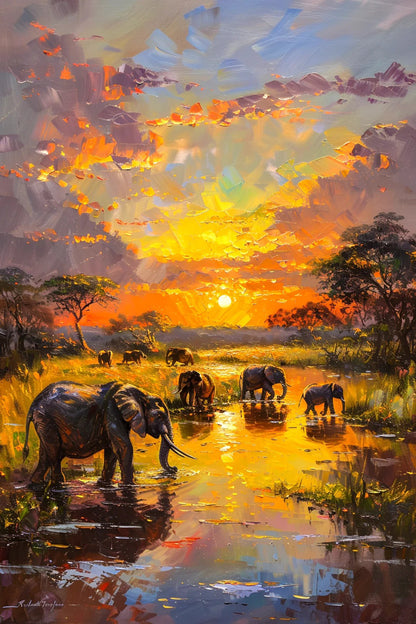 Sunset elephant 2