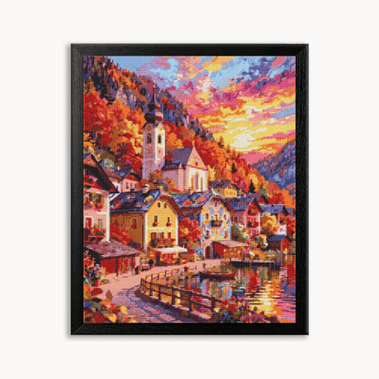 The Village of Fiery Clouds Diamond Painting 30/40 40/50 50/60