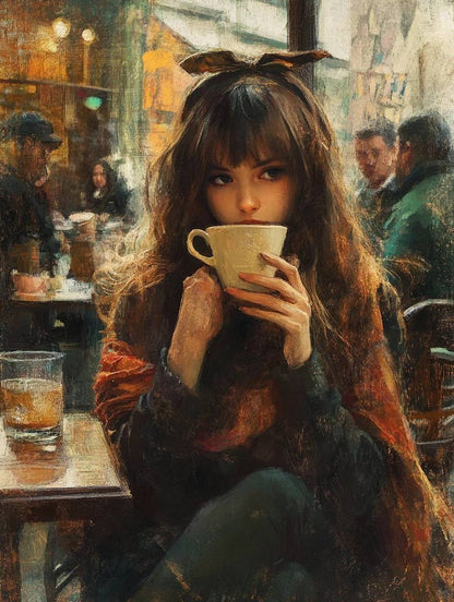 The girl drinking coffee 2