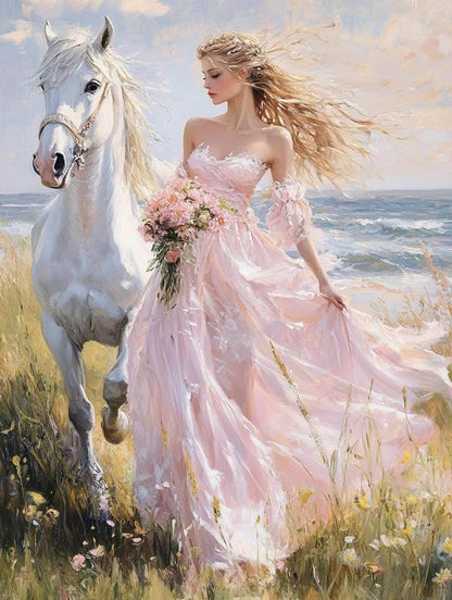 The girl leading the horse 3