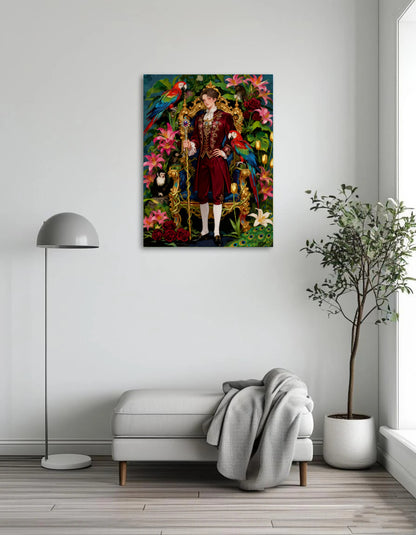 The man among the parrots