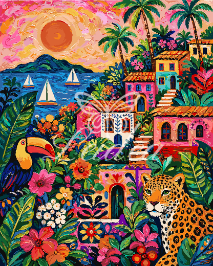 Vibrant Mexican Village Sunset