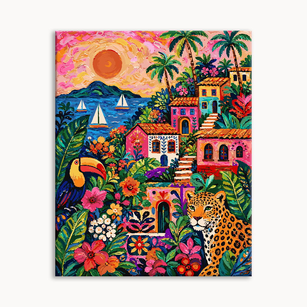 Vibrant Mexican Village Sunset