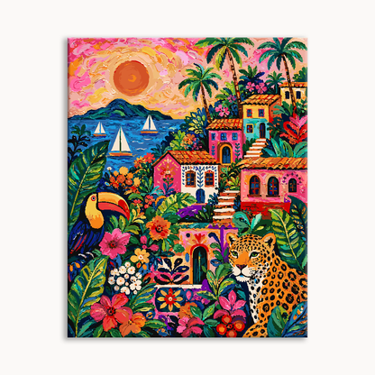 Vibrant Mexican Village Sunset