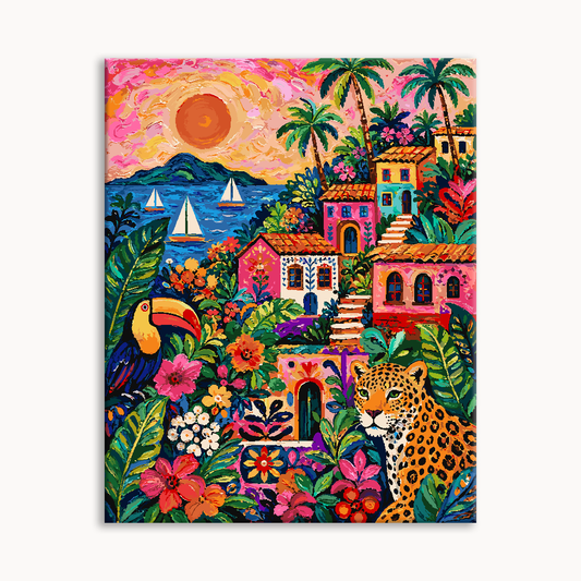 Vibrant Mexican Village Sunset
