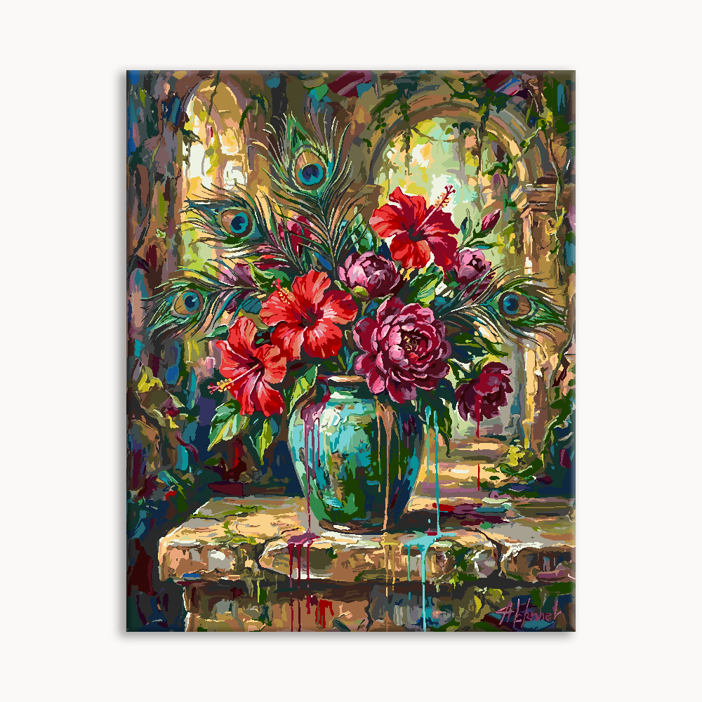 Vivid Roses in Turquoise Paint By Numbers