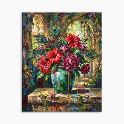Vivid Roses in Turquoise Paint By Numbers
