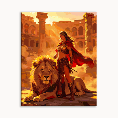 Warrior And Lion Paint By Numbers